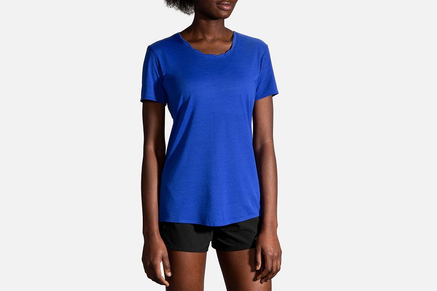 Brooks Distance Women Athletic Wear & Running Shirt Blue AHO201897